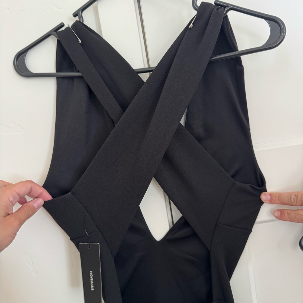 Lulu's Black Cross-Back Jumpsuit